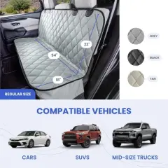 4Knines Dog Rear Seat Cover No Hammock Regular Black