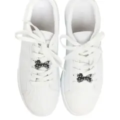 Unique Bargains Base X-Shaped Bow Shoelace Charms Black 1 Pair