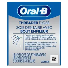 Oral-B Threader Dental Floss for Bridges, Braces and Implants - 30 Threaders