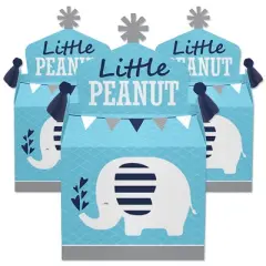 Big Dot of Happiness Blue Elephant - Treat Box Party Favors - Boy Baby Shower or Birthday Party Goodie Gable Boxes - Set of 12