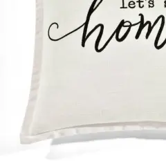 20"x20" Oversize 'Let's Stay at Home' Family-Friendly Square Throw Pillow Cover White - Lush D&eacute;cor