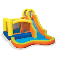 Banzai Sun 'N Splash Fun Kids Inflatable Bounce House & Water Slide Splash Park & Battle Bop Combo Pack with 2 Inflatable Gloves & 2 Body Bumpers