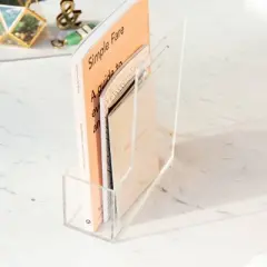 RUSSELL + HAZEL Acrylic Magazine File: Clear Desk Organizer, Office Supplies, 12" H, 10.5" D, 3.75" W