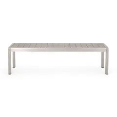 GDFStudio Crested Bay Outdoor Aluminum and Faux Wood Bench