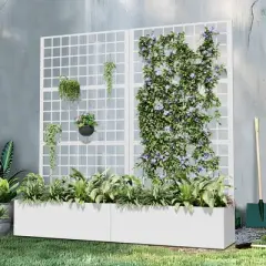 PexFix 72 in. H x 35 in. W White Metal Rectangle Wall Planter Box with Trellis for Climbing Plants