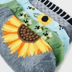 Women's Garden Bees 6pk Low Cut Socks - Olive Green/Black/Heather Gray 4-10: Recycled Polyester, Banded Cuff