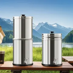 VEVOR Gravity-fed Water Filter System, 1.5G 304 Stainless-Steel Countertop System, Water Filtration System, Reduces Lead and up to 99% of Chlorine