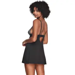 Jezebel Womens Demure Lace Chemise |  Wireless (Black Crossdye, Small)