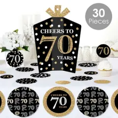 Big Dot of Happiness Adult 70th Birthday - Gold - Birthday Party Decor and Confetti - Terrific Table Centerpiece Kit - Set of 30