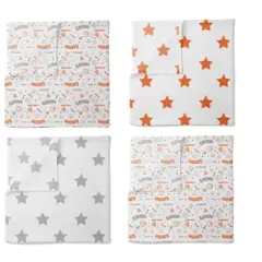 Bacati - Basketball Orange/Gray Muslin Swaddling Blankets set of 4