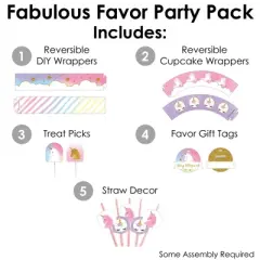 Big Dot of Happiness Rainbow Unicorn - Magical Unicorn Baby Shower or Birthday Party Favors and Cupcake Kit - Fabulous Favor Party Pack - 100 Pieces
