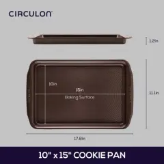 Circulon 10"x15" Cookie Pan Chocolate: Nonstick Aluminum Baking Dish, Even-Heating, Dishwasher-Safe, Glass Lid Included