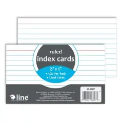C-Line&reg; Index Cards, 3" x 5", White, 100 Per Pack, 12 Packs