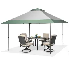 Tangkula 13'x13' Outdoor Patio Pop Up Canopy Tent Sun Protection w/ Wheeled Bag Green & Grey