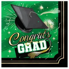 Treasures Gifted Green Graduation Napkins - Green Graduation Party Supplies - 16 Pack