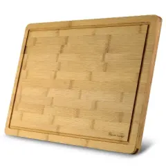 Heim Concept Premium Bamboo Large Cutting Board and Serving Tray Drip Groove