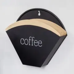 AuldHome Design Enamelware Cone Coffee Filter Holder; Wall-Mount Modern Farmhouse Coffee Filter Storage Bin