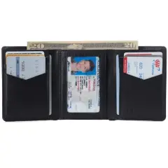 Alpine Swiss Mens Leon Trifold Wallet RFID Safe Genuine Leather Comes in a Gift Box