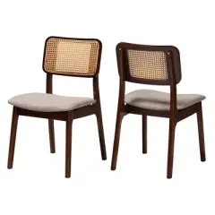 Baxton Studio Baxton Studio 2pc Dannon Fabric and Wood Dining Chairs Gray/Walnut Brown/Light Brown: Polyester Upholstery, Rubberwood Frame