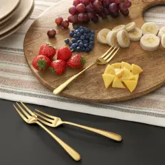 4pc Harrington Cocktail Forks Gold - Threshold&trade;: Modern Gold Flatware, Stainless Steel, Appetizer Utensils, Service for 4