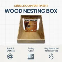 Farm Innovators Single Compartment Versatile Hand Crafted Fully Assembled Wood Nesting Box Coop Ideal for Chicken, Ducks, and Birds, 2 Pack, Brown