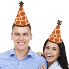 Big Dot of Happiness Giraffe Print - Cone Happy Birthday Party Hats for Kids and Adults - Set of 8 (Standard Size)