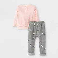 Baby Girls' 2pc Minnie Mouse Fleece Pullover and Jogger Set - Light Pink