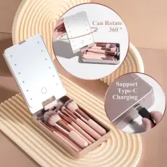 BABYYER Makeup Brushes Foundation Powder Concealers Eye Shadows Makeup Set with Mirror 14 Pcs Mini Makeup Brushes