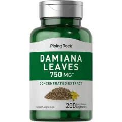 Damiana Leaves 750mg | 200 Capsules | by Piping Rock