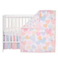 Bedtime Originals Rainbow Hearts Pink/Purple 3-Piece Baby Crib Bedding Set