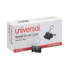 Universal Binder Clips Value Pack, Small, Black/Silver, 36/Box