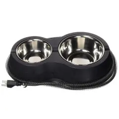 K&H Pet Products Thermo-Kitty Caf 12oz./24oz. Stainless/Black 8.5" x 14" 30W