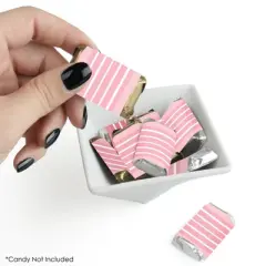Big Dot of Happiness Pink Stripes - Mini Candy Bar Wrapper Stickers - Simple Party Small Favors - 40 Count