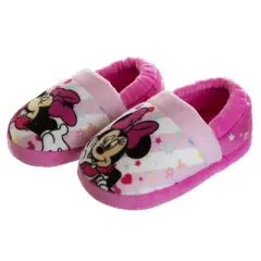 Disney Kids Girl's Minnie Mouse Slippers - Plush Lightweight Warm Comfort Soft Aline House Slippers &ndash; Pink White (size 5-12 Toddler/Little Kid)