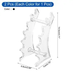 Unique Bargains 6-Slot Vertical and Horizontal Acrylic Pen Holders Display Stand Clear/Black 2 Pcs