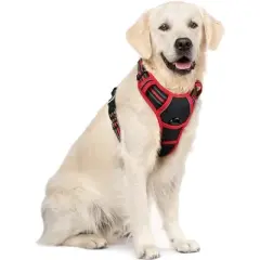 rabbitgoo Dog Harness No Pull with 2 Leash Clips, Control Handle for Large Dogs, Black & Red, XL