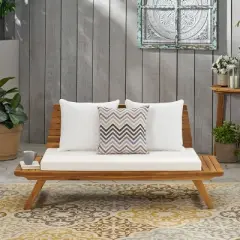 Sedona Wooden Loveseat - Teak/White - Christopher Knight Home