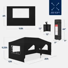 Best Choice Products 10x20ft Party Tent Pop Up Canopy Easy Setup w/ 1-Button Setup, Wheeled Case, 4 Weight Bags
