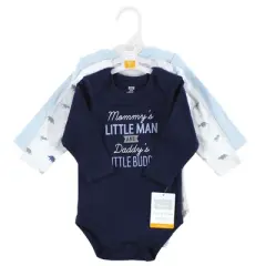 Hudson Baby Infant Boy Cotton Long-Sleeve Bodysuits, Newest Family Member