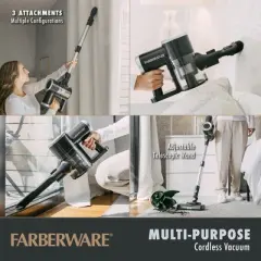 Farberware Cordless Pro Stick Vacuum Cleaner, Powerful Suction with 2 Speeds for Carpet and Hard Floors, Converts to Handheld Vacuum