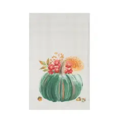 C&F Home Harvest Teal Pumpkin Floral Flower Leaves Cloth Dishtowel