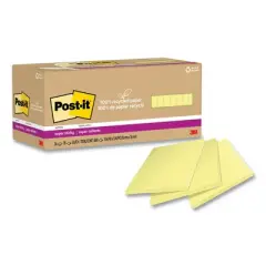 Post-it Notes Super Sticky 100% Recycled Paper Super Sticky Notes, 3" x 3", Canary Yellow, 70 Sheets/Pad, 24 Pads/Pack