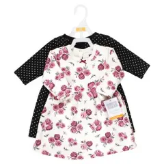 Hudson Baby Infant Girl Cotton Dresses, Burgundy Rose