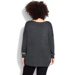 Women's Plus Size Abstract Star Sweater - charcoal | AVENUE