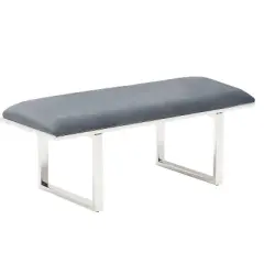 Remi Upholstered Bench French Dark Gray Velvet - Adore Decor