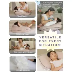 Pharmedoc Nursing Pillow for Breastfeeding - Breast Feeding Pillows with Headrest and Adjustable Waist Straps - Removable Cover - Baby Essentials for Newborn - Full Support for Mom and Baby