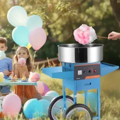 VEVOR Electric Cotton Candy Machine with Cart, 1000W Commercial Candy Floss Maker with Stainless Steel Bowl, Sugar Scoop and Drawer,Blue