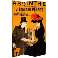 6" Double Sided Absinthe Canvas Room Divider Yellow/Black - Oriental Furniture