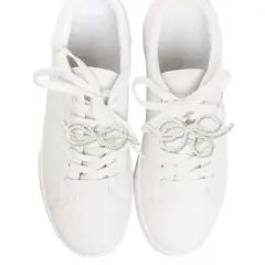 Unique Bargains Faux Pearl Bow Style 10 Shoelace Charms White 1 Pair
