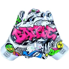 Battle Sports Adult Graffiti Triple Threat Football Gloves - White